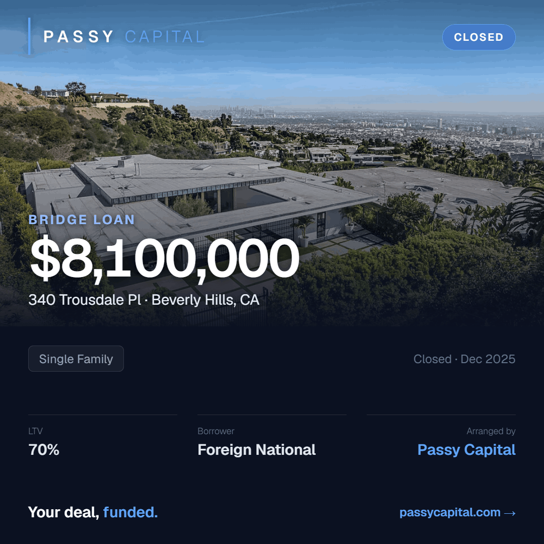 $8,100,000 Bridge Loan in Beverly Hills, CA
